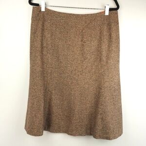Talbots Wool Silk Blend Midi Skirt Lined Brown‎ Size 12